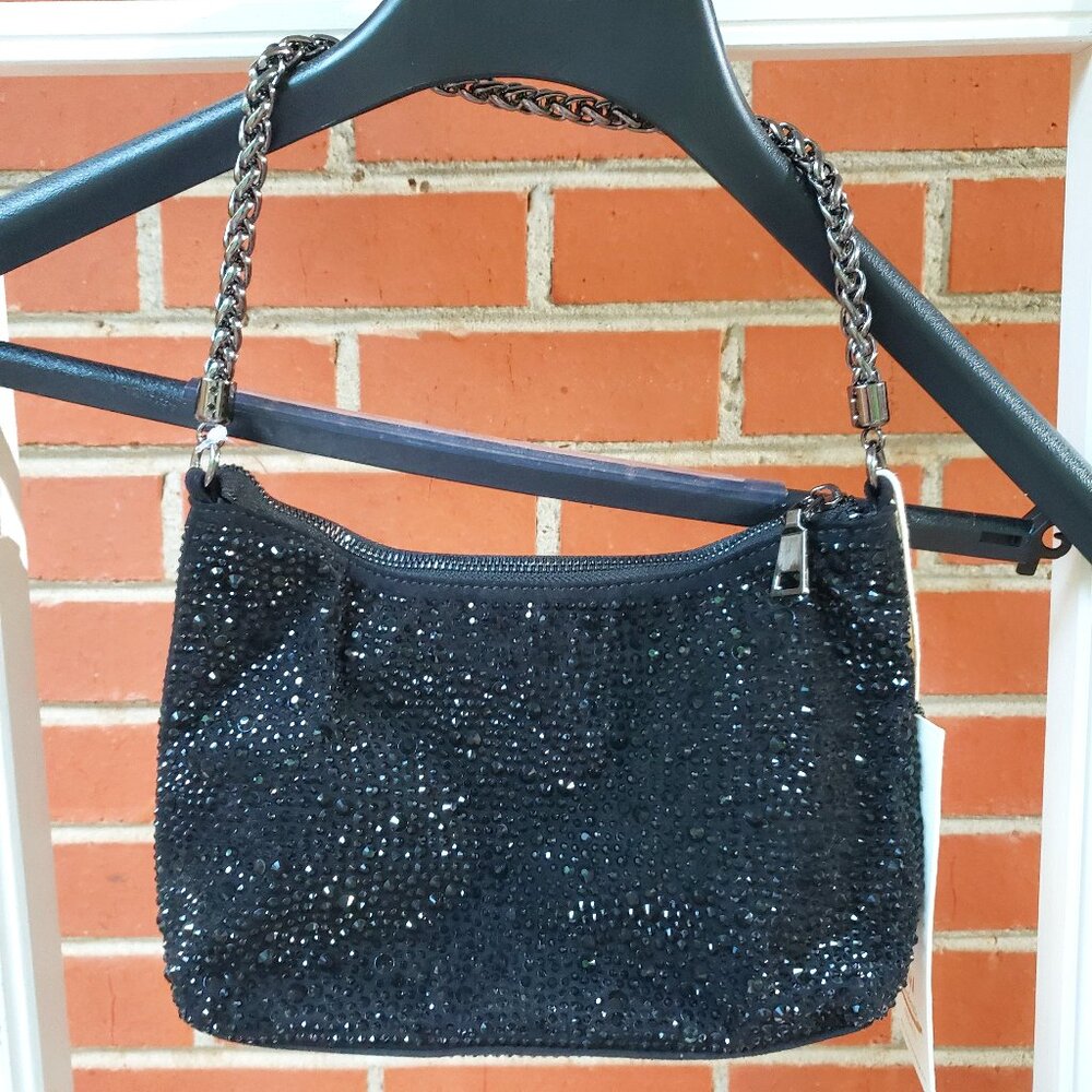 BNWT MADISON WEST embellished black beauty bling with tassel (OS)